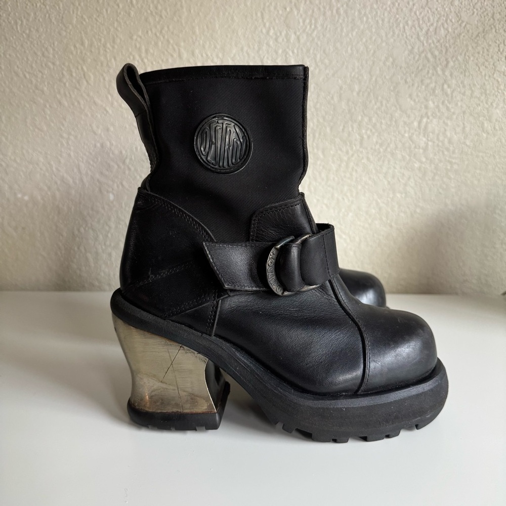 Vintage Rare DESTROY Black Leather Ankle Boots sz 36